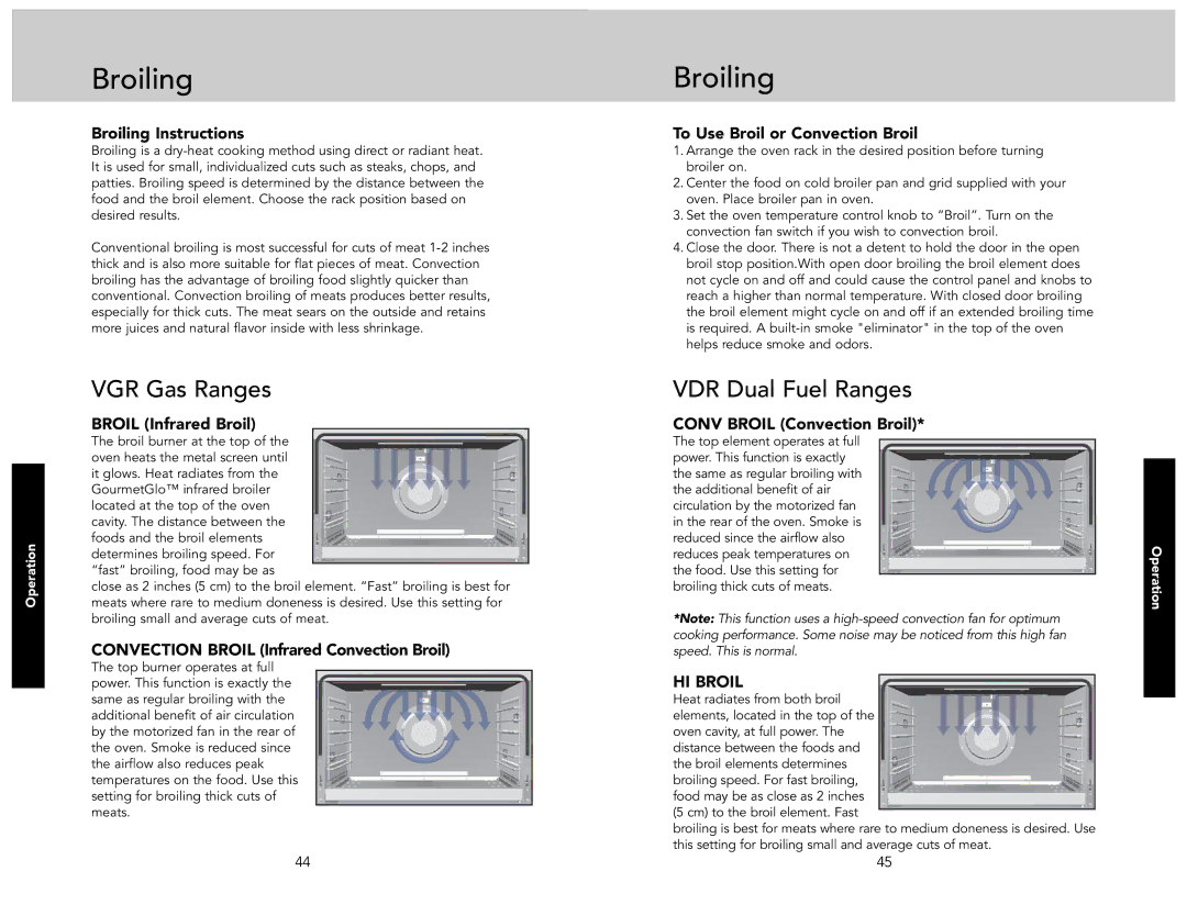 Viking F21233A manual Broiling Instructions, To Use Broil or Convection Broil 