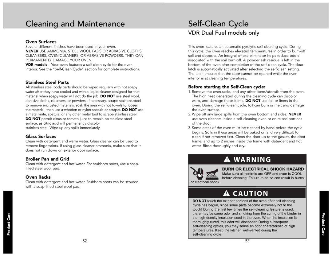 Viking F21233A manual Self-Clean Cycle 