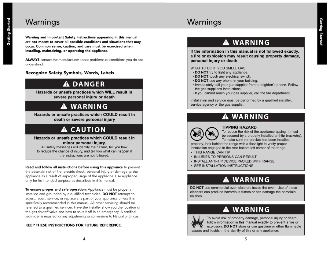 Viking F21233A manual Recognize Safety Symbols, Words, Labels, Getting Started 
