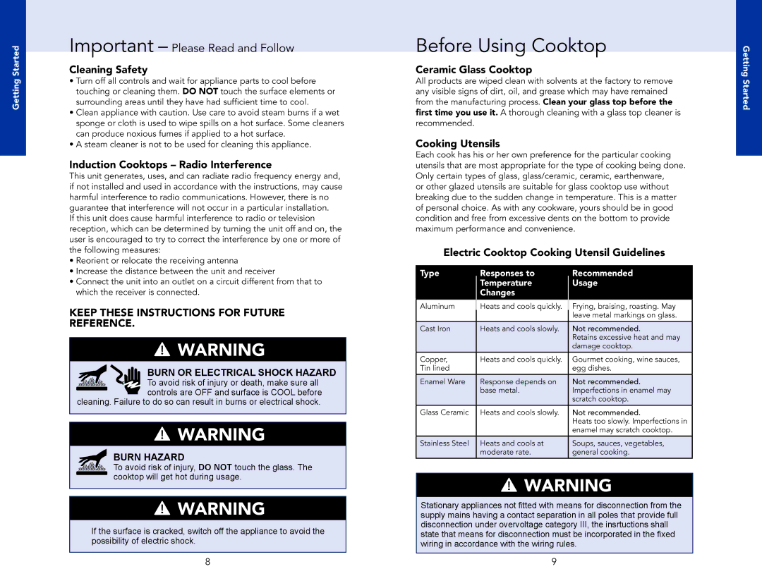 Viking F21270AEN manual Before Using Cooktop 