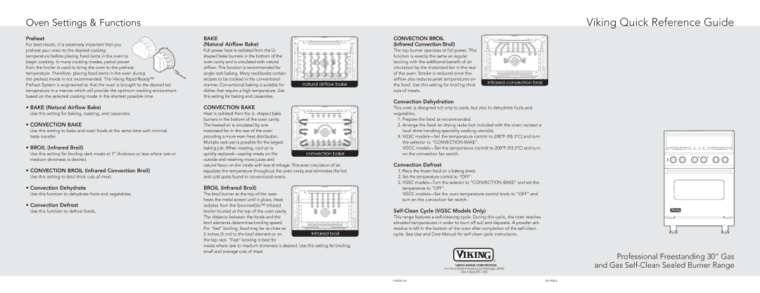 Viking F50028 manual Oven Settings & Functions, Convection Bake 