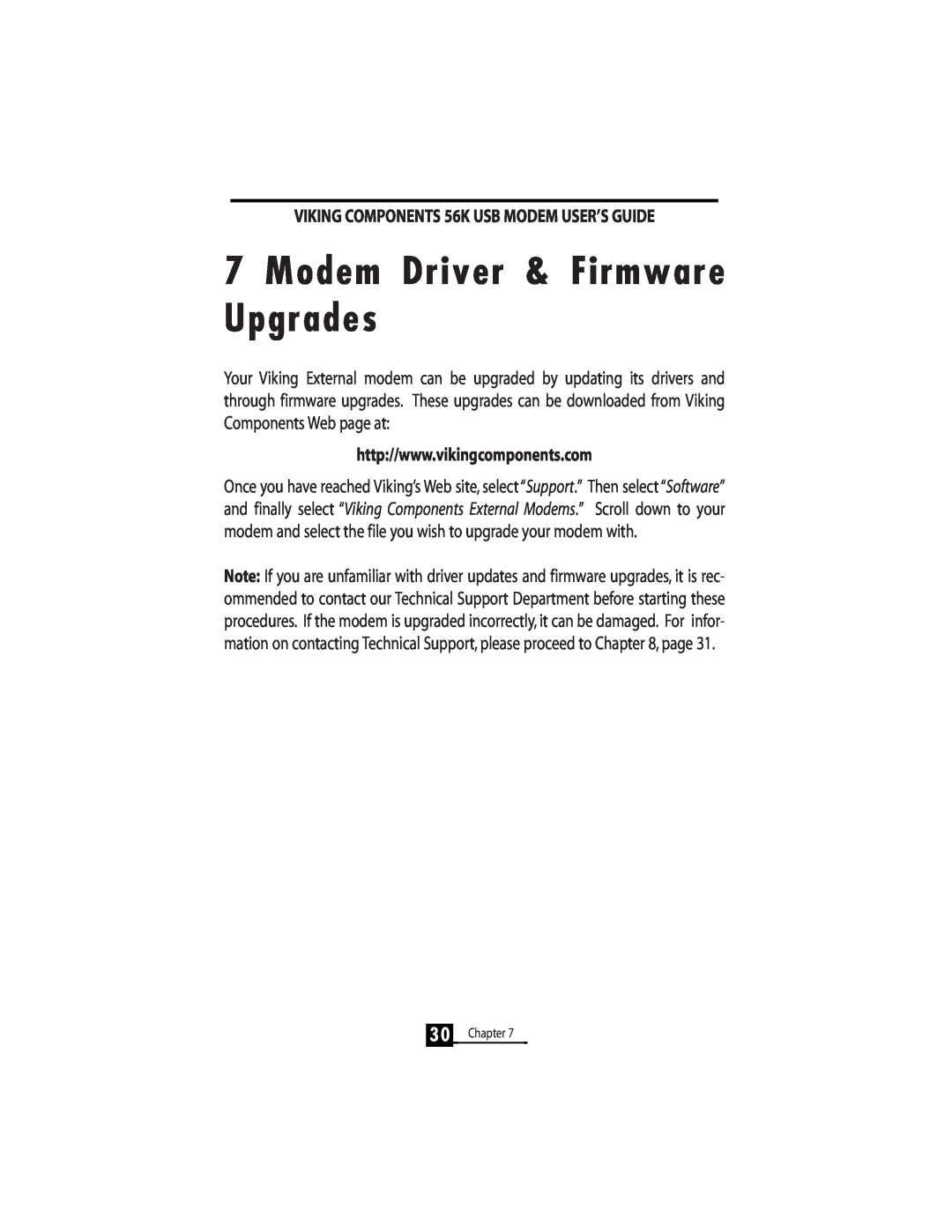 Viking InterWorks 56K manual Modem Driver & Firmware Upgrades 