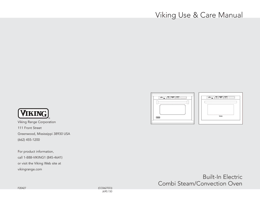 Viking J690.150 manual Viking Use & Care Manual 