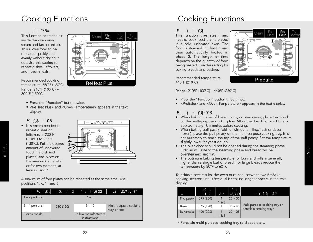 Viking J690.150 manual ReHeat Plus, ProBake Cooking Tips, Reheating Tips 