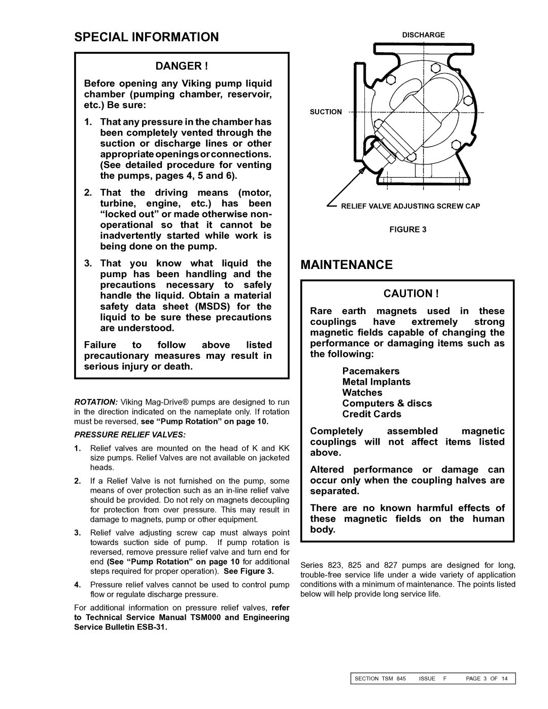 Viking K-823, KK825, KK827, K-825, KK823, K-827 service manual Special Information, Maintenance 