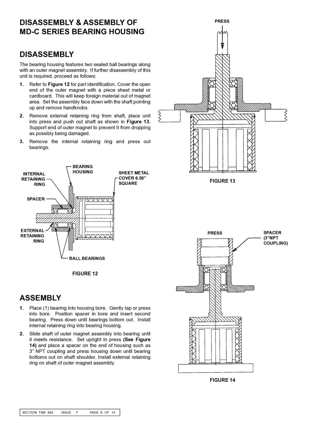 Viking K-825, KK825, KK827, K-823, KK823, K-827 service manual Disassembly & Assembly of MD-C Series Bearing Housing 