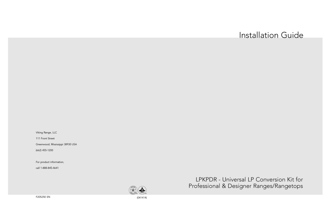 Viking LPKPDR manual Installation Guide 