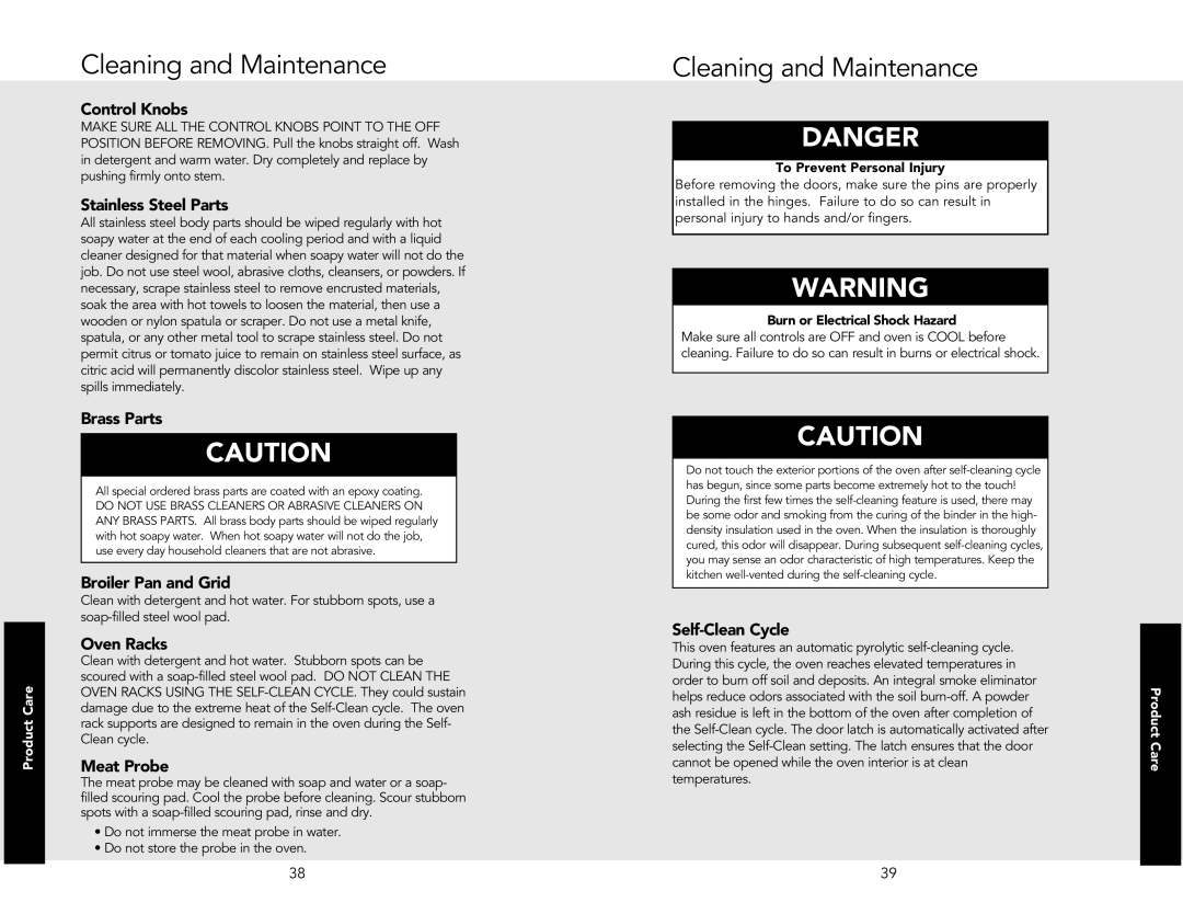 Viking M0706VR manual Cleaning and Maintenance 