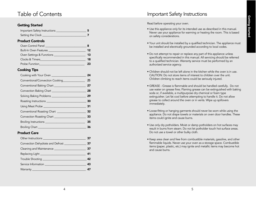 Viking M0706VR manual Table of Contents 