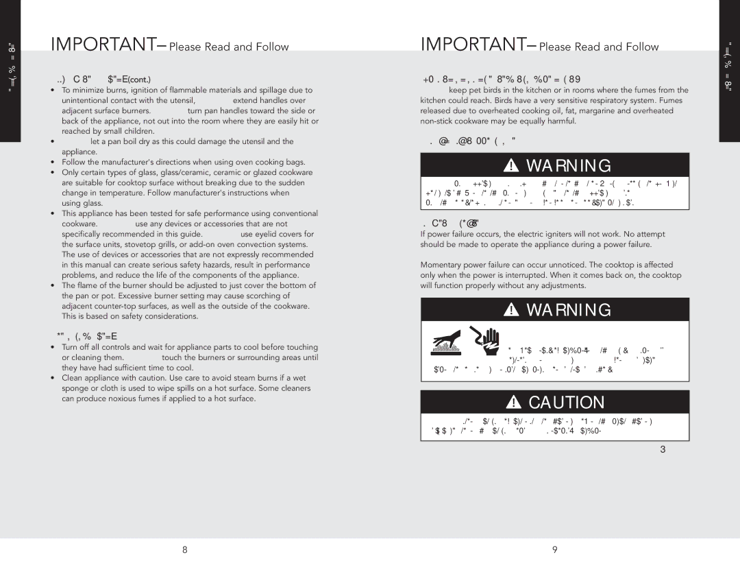 Viking RDGSU2605BSS manual Cleaning Safety, Important notice regarding pet birds, About Your Appliance, Power Failure 