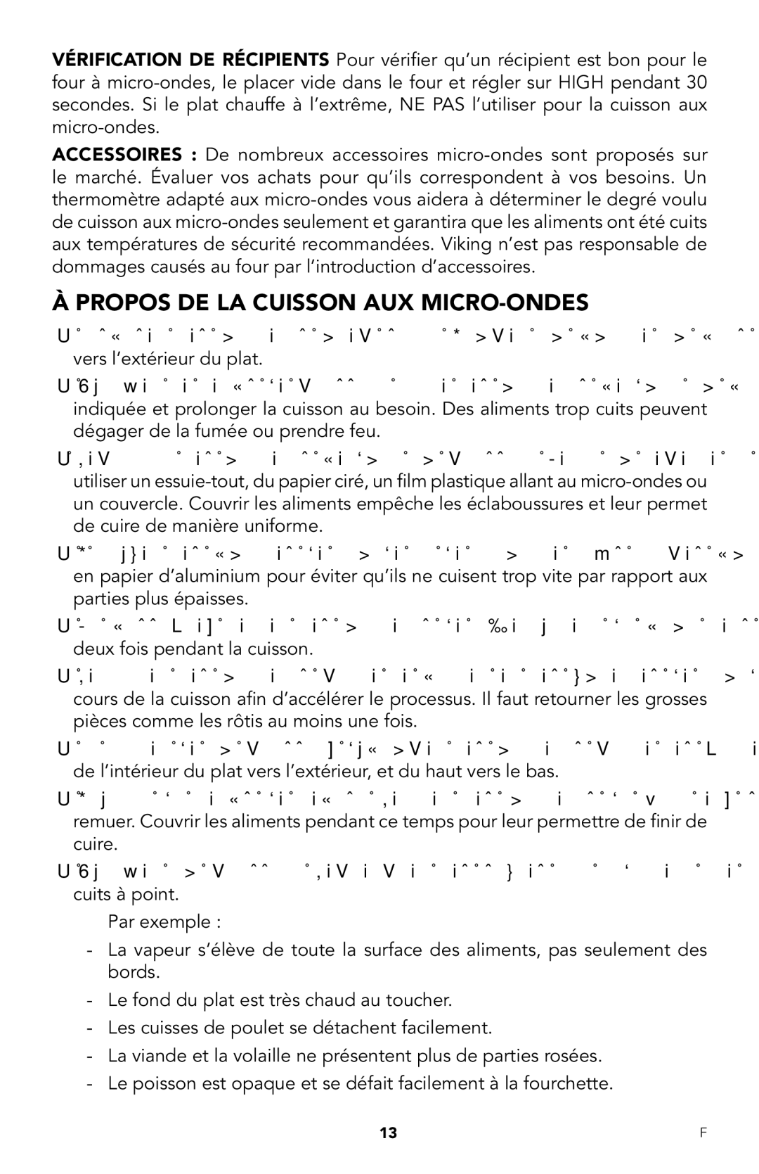 Viking RDMOR206SS manual Propos de la cuisson aux micro-ondes 