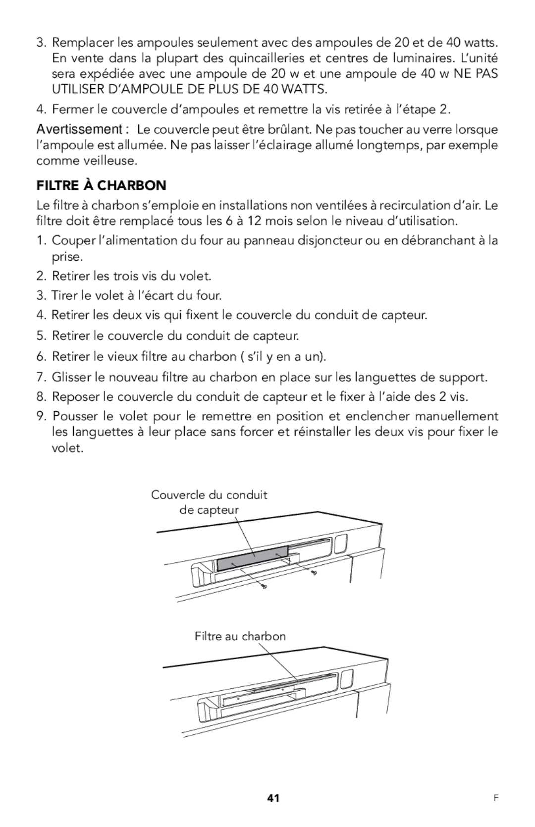 Viking RDMOR206SS manual Filtre À Charbon 