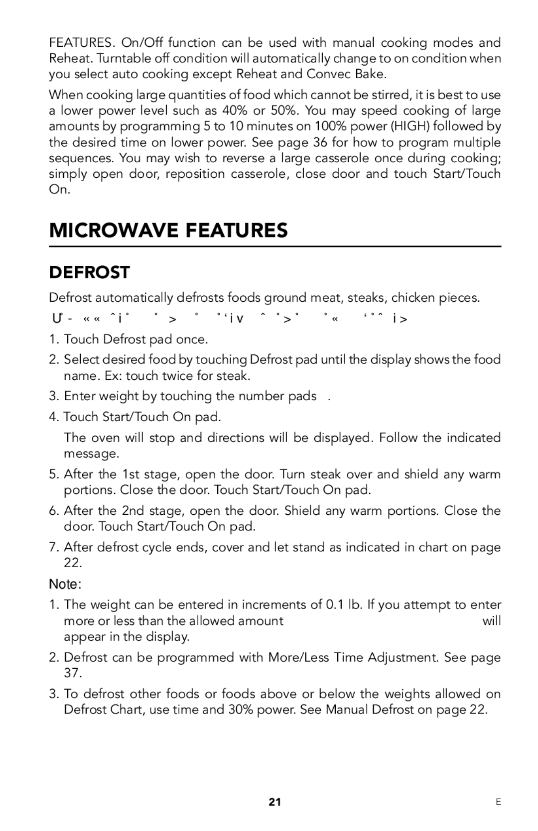 Viking RDMOR206SS manual Microwave Features, Defrost 