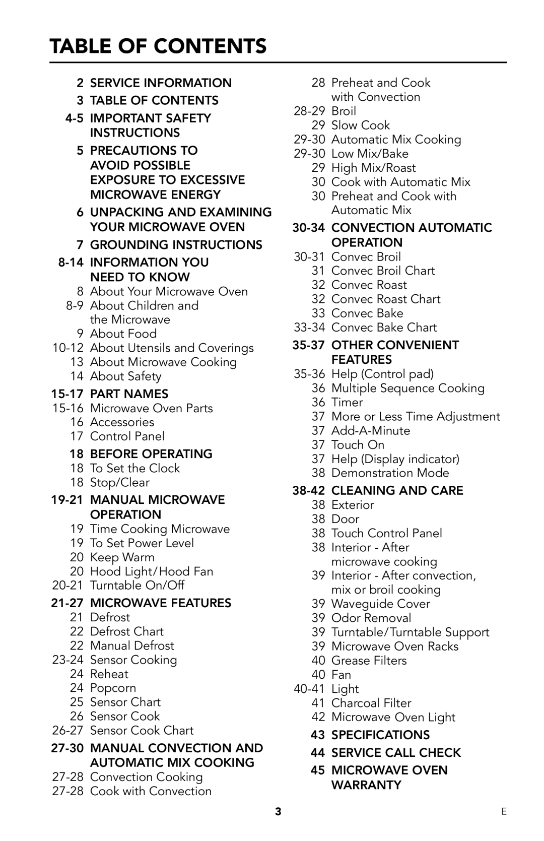 Viking RDMOR206SS manual Table of Contents 