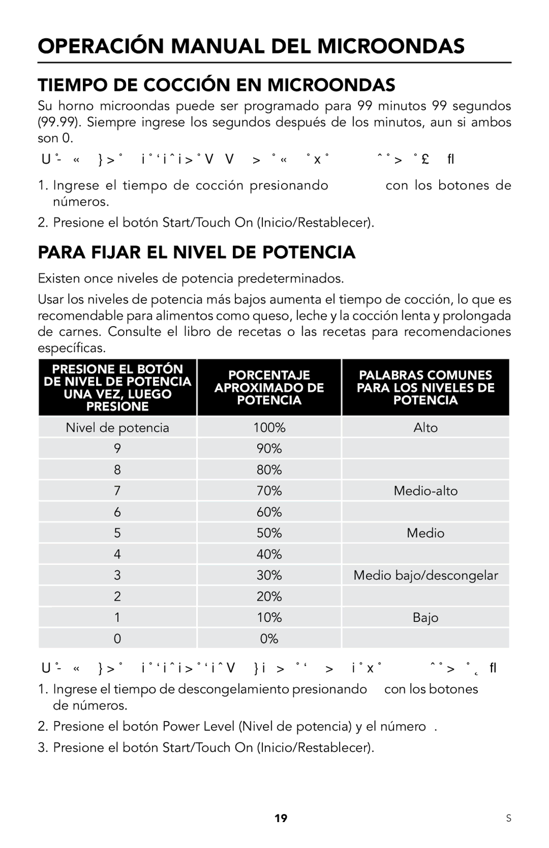 Viking RDMOR206 manual Operación Manual DEL Microondas, Tiempo DE Cocción EN Microondas, Para Fijar EL Nivel DE Potencia 