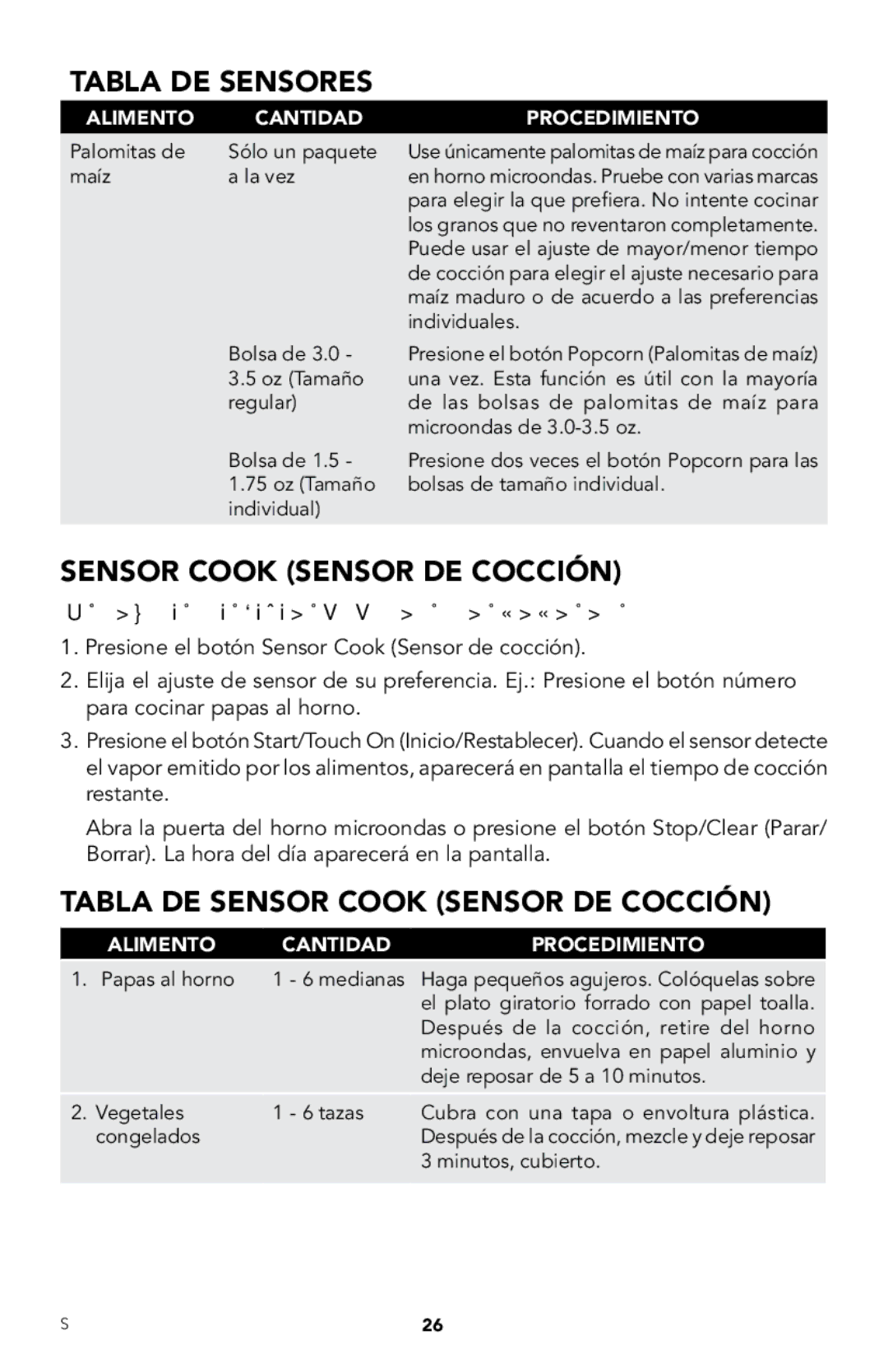 Viking RDMOR206SS manual Tabla DE Sensores, Tabla DE Sensor Cook Sensor DE Cocción 