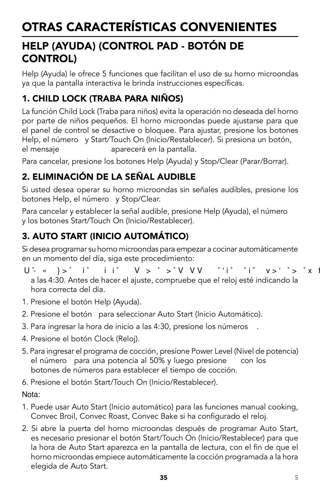 Viking RDMOR206SS manual Otras Características Convenientes, Help Ayuda Control PAD Botón DE Control 