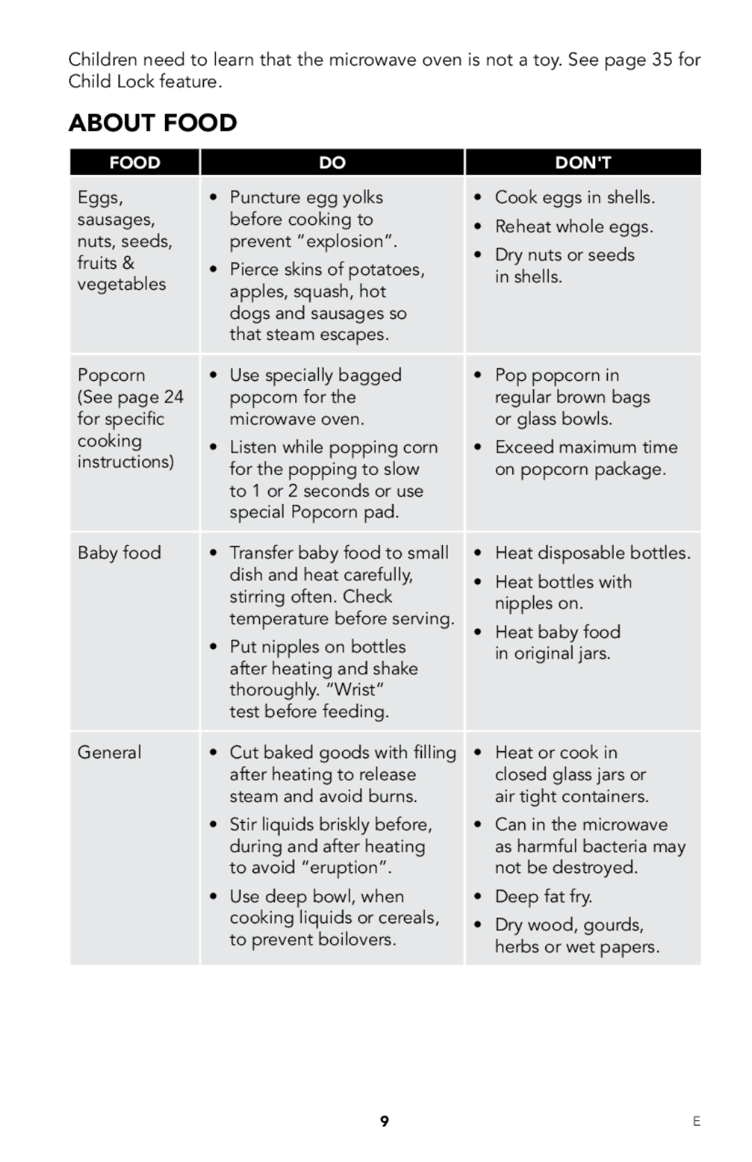 Viking RDMOR206SS manual About Food 