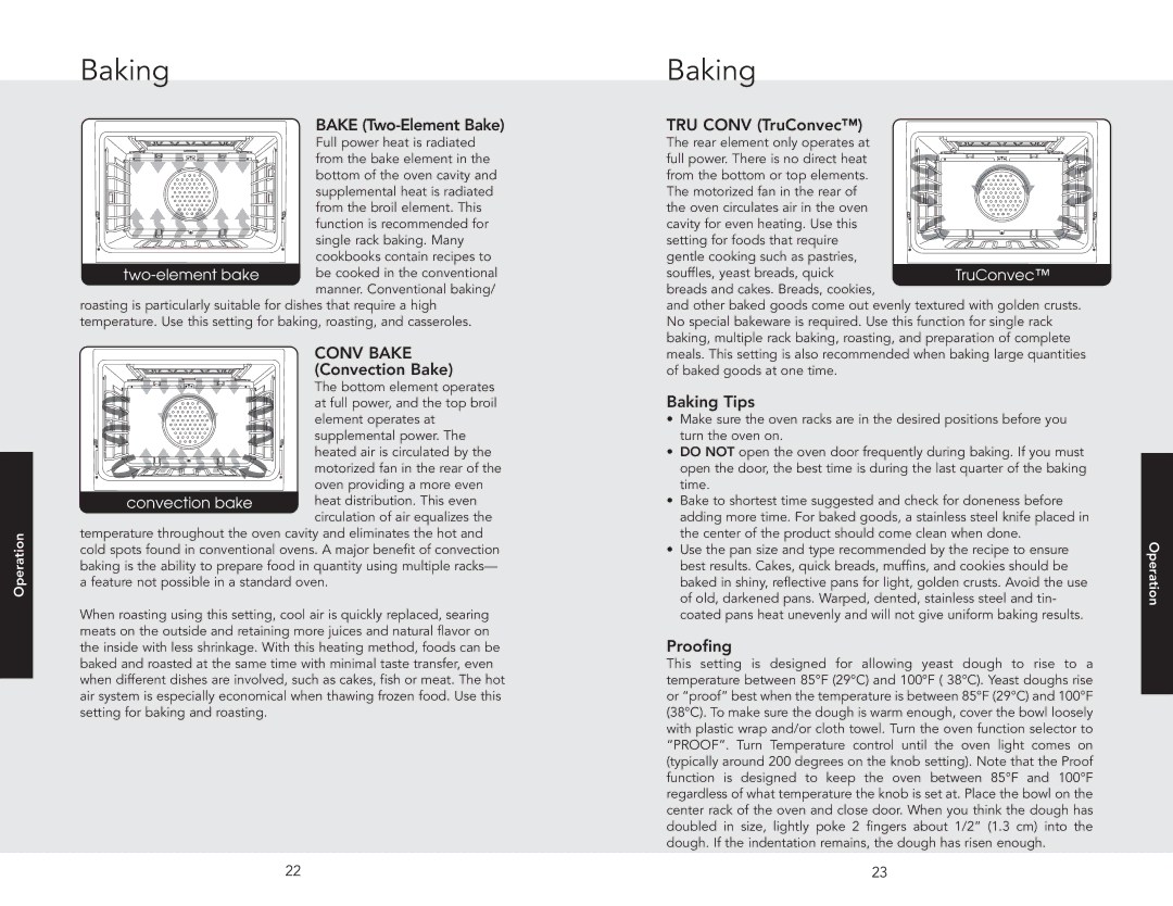 Viking RDSCD2305BSS manual Baking Tips, Proofing 