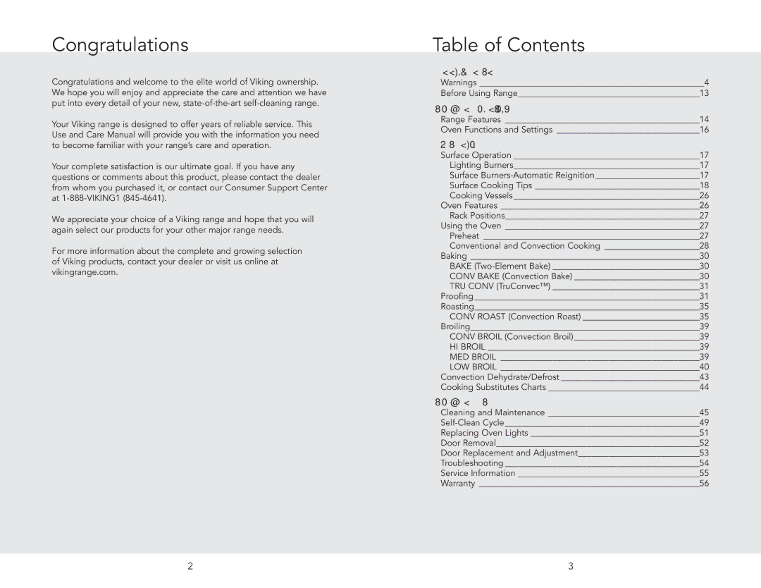 Viking RDSCD2305BSS manual Congratulations, Table of Contents 