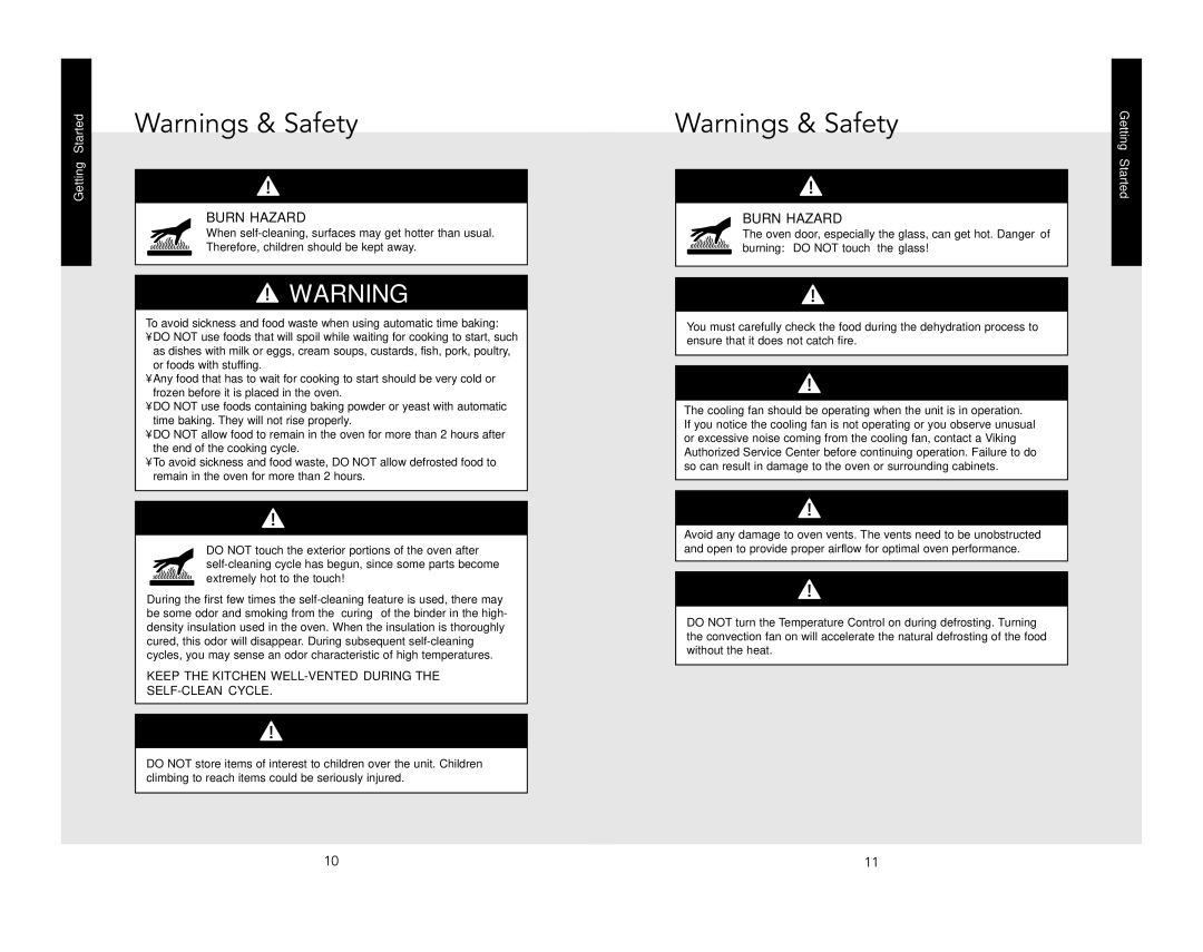 Viking RDSOE306SS, RDDOE306SS manual Burn Hazard 