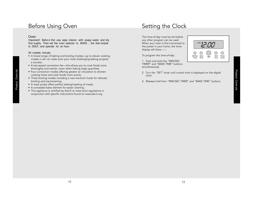 Viking RDDOE306SS, RDSOE306SS manual Before Using Oven, Setting the Clock 