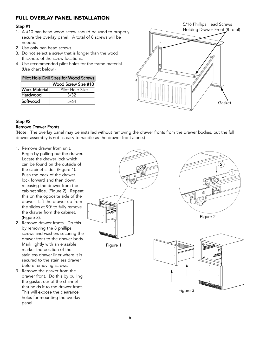 Viking Refrigerator Drawer manual Full Overlay Panel Installation 