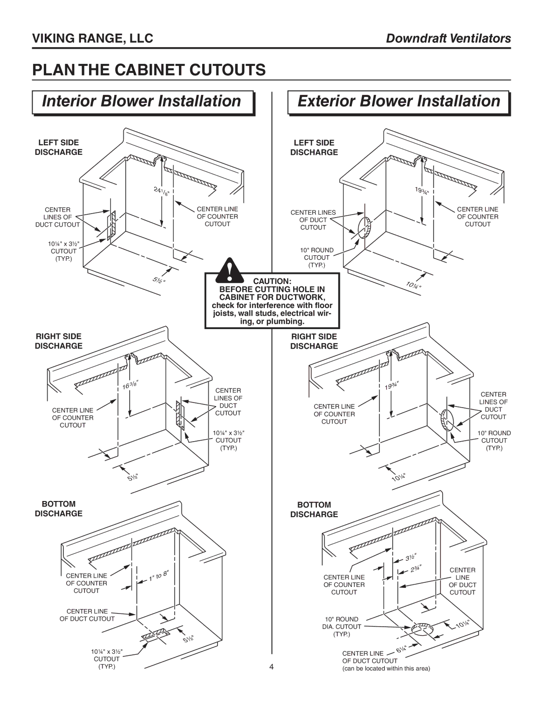 Viking CRVDD336R, CRVDD330R, CRVDD345R warranty Plan the Cabinet Cutouts 