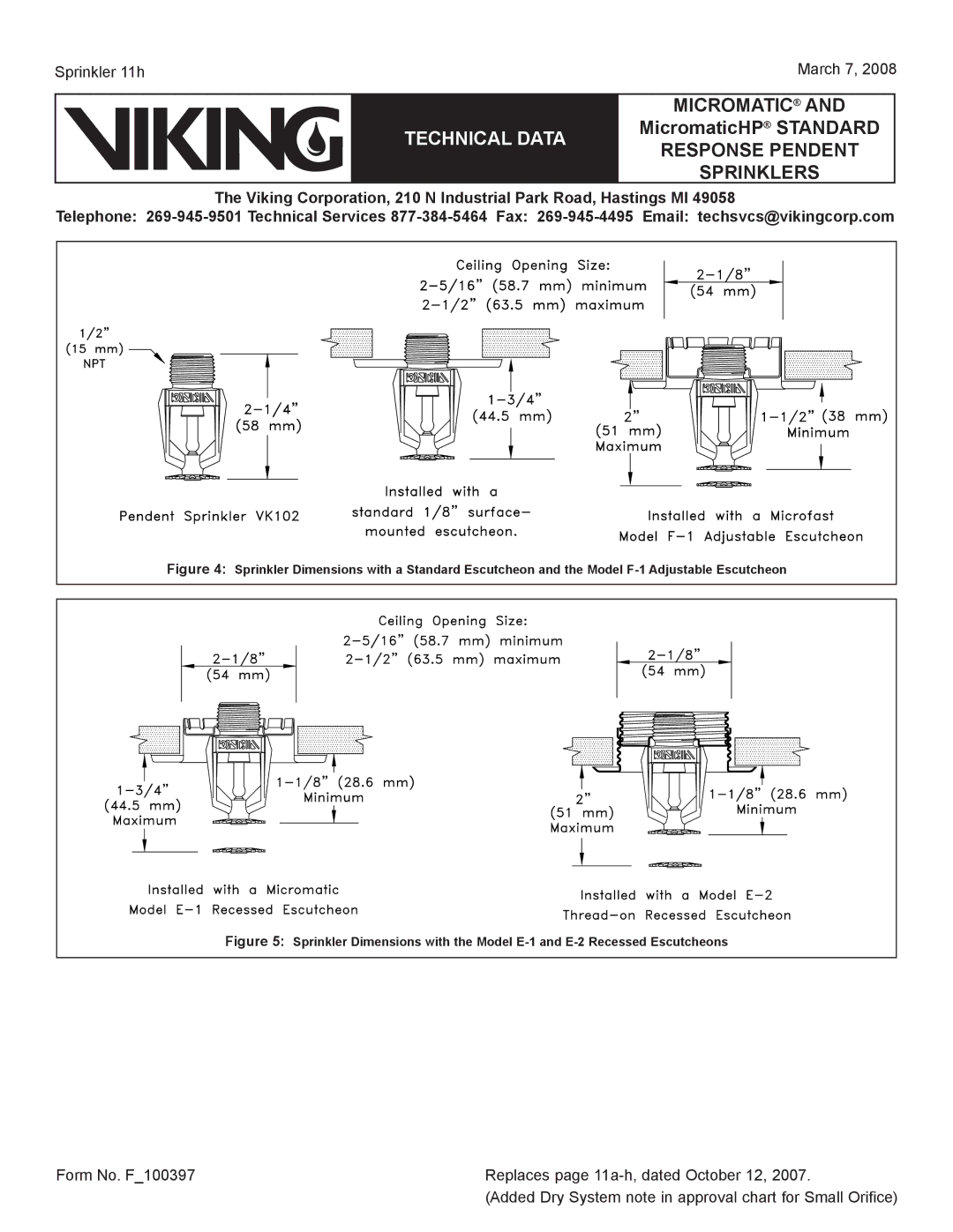 Viking Sprinkler 11a specifications Sprinkler 11h March 7 