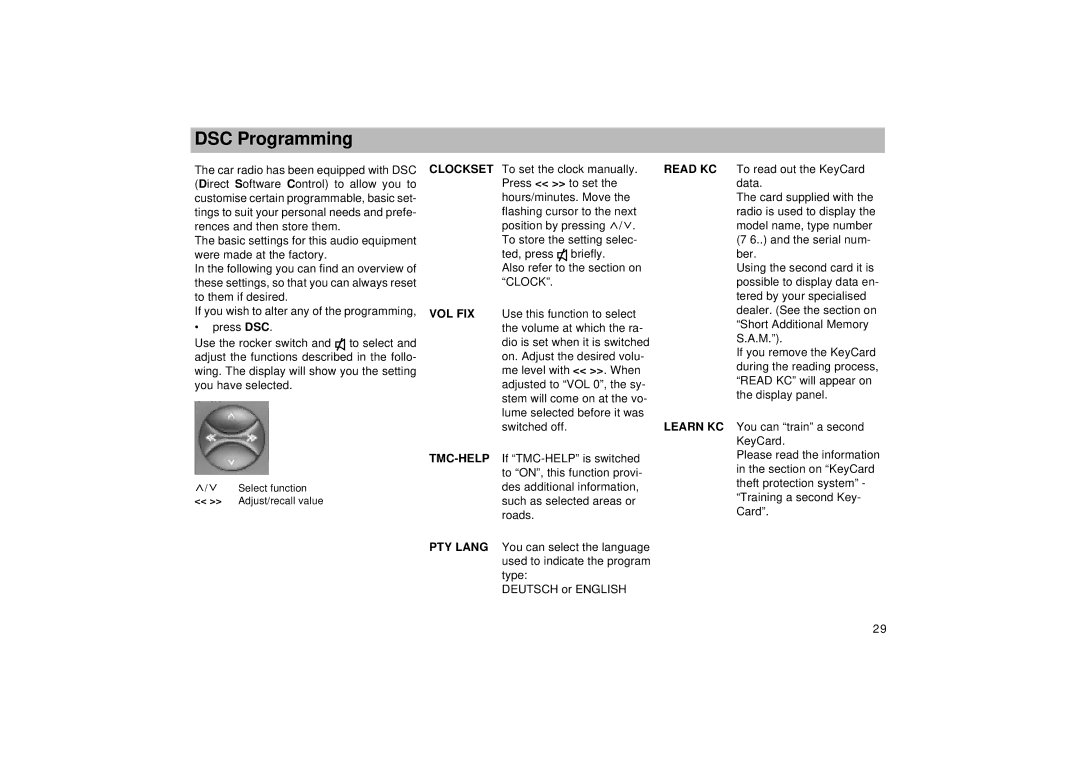 Viking TMC 148 operating instructions DSC Programming 