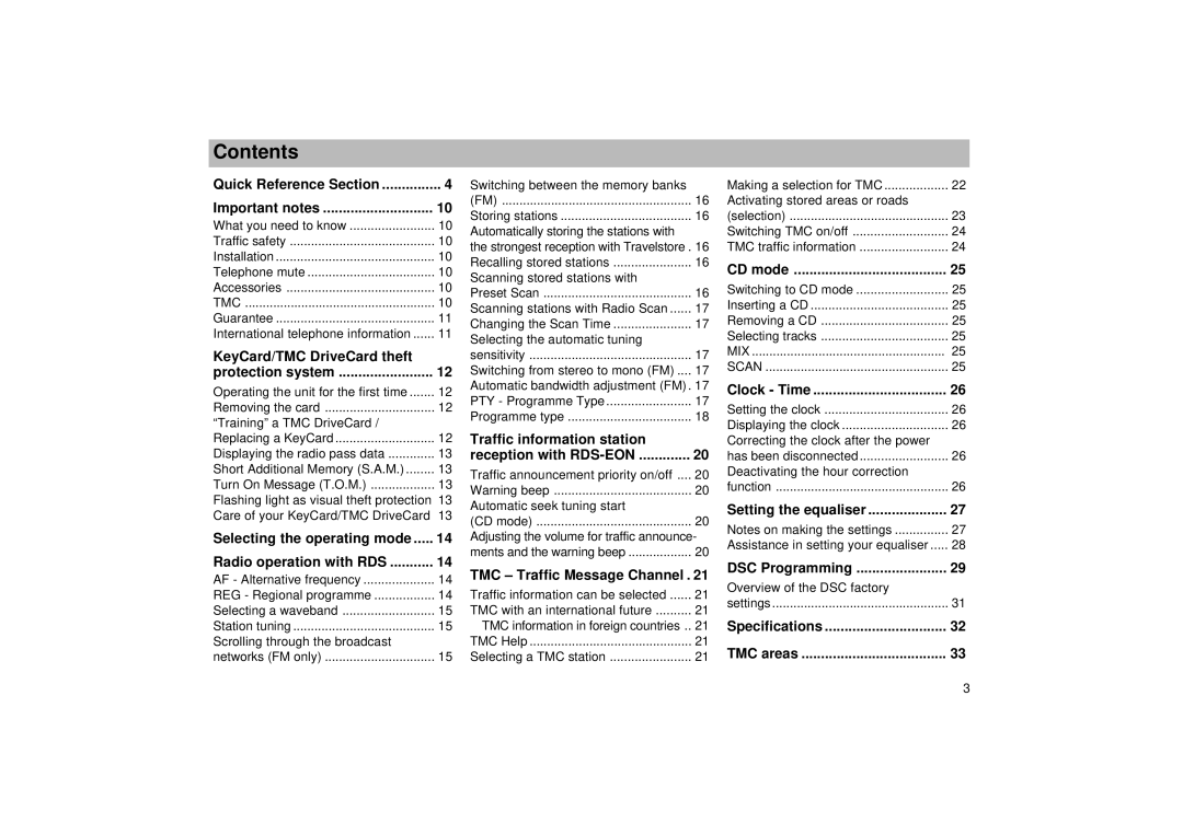 Viking TMC 148 operating instructions Contents 