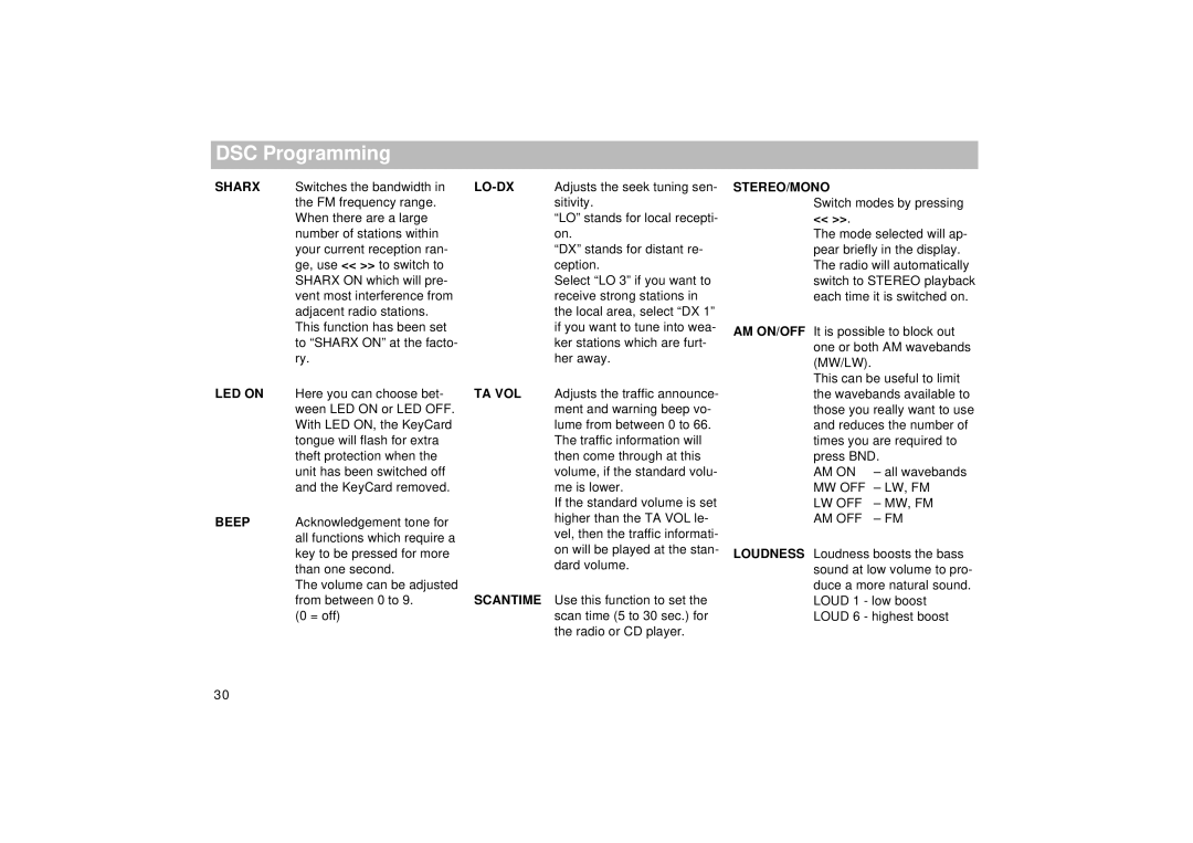 Viking TMC 148 operating instructions DSC Programming 