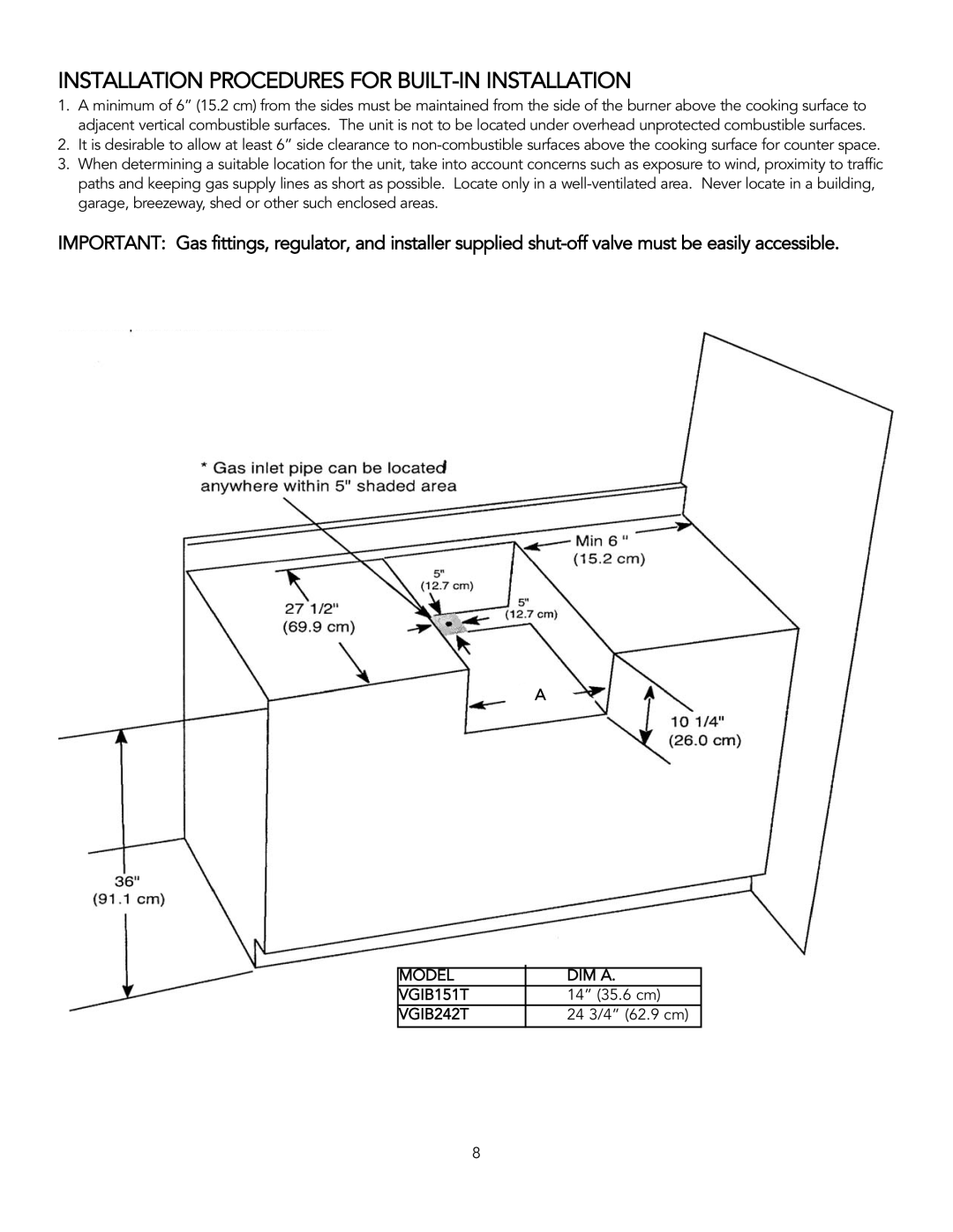 Viking TruSearTM manual Installation Procedures for BUILT-IN Installation 