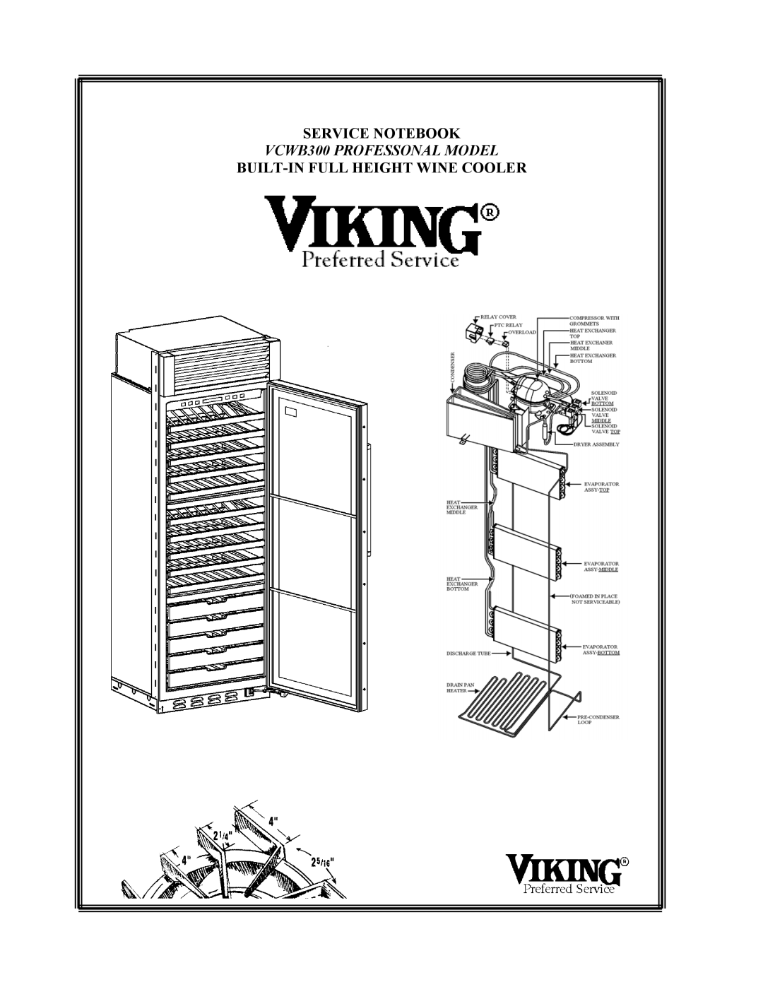 Viking VCWB300 manual Service Notebook, BUILT-IN Full Height Wine Cooler 