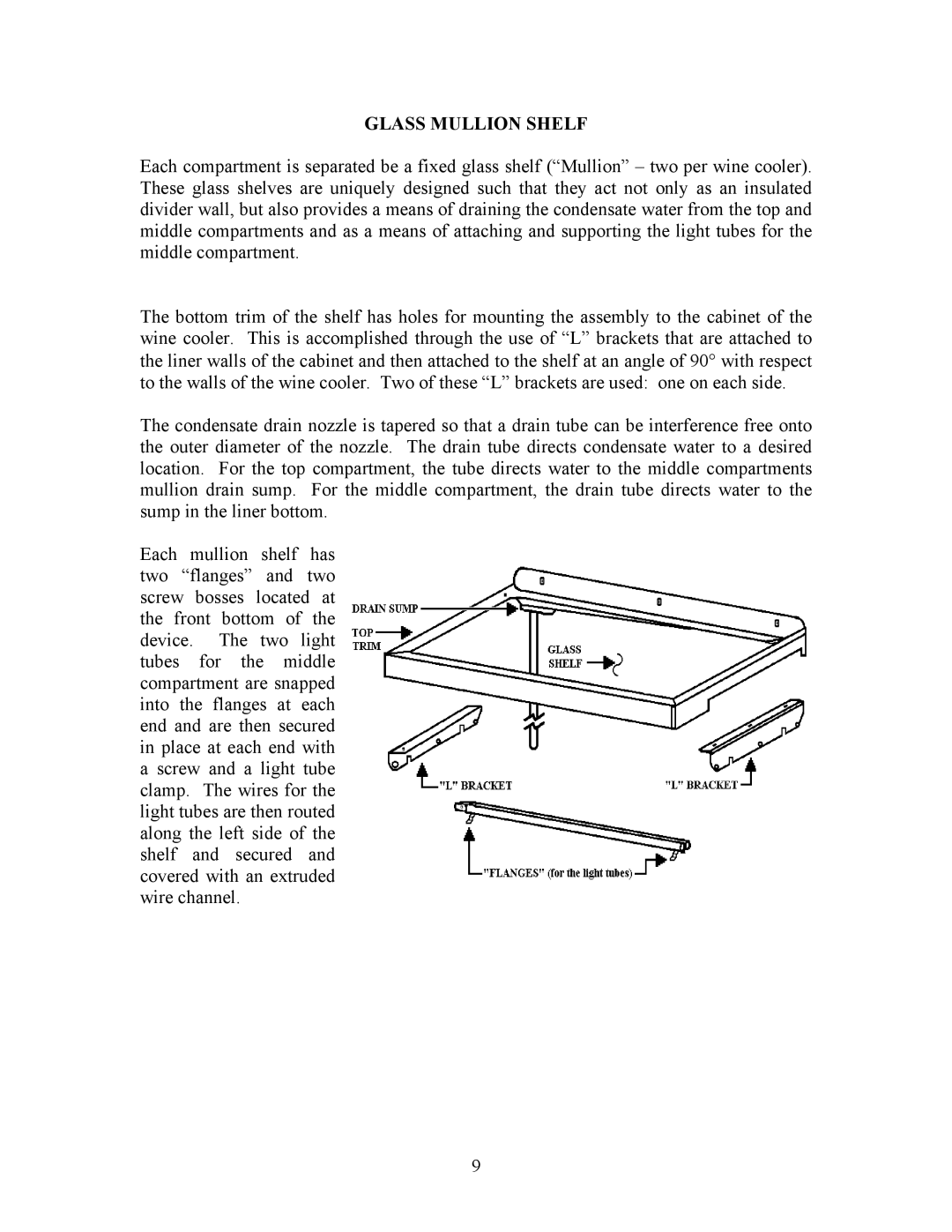 Viking VCWB300 manual Glass Mullion Shelf 