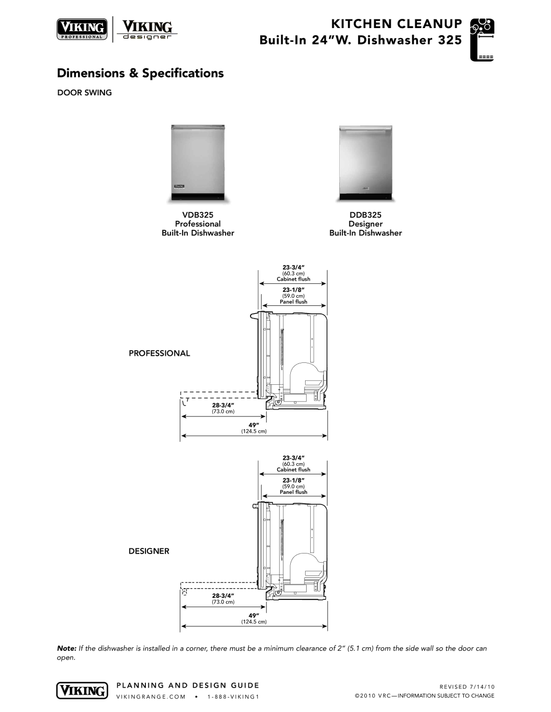 Viking DDB325, VDB325 manual Door Swing, Professional 