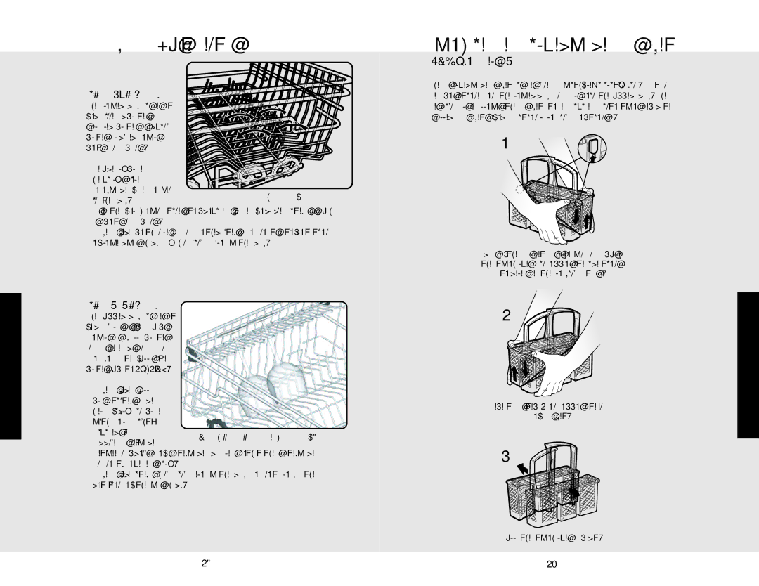 Viking VDB325ESS, VDB450E manual Rack Adjustments, Two-Piece Silverware Basket, Lower Rack, Upper Rack 