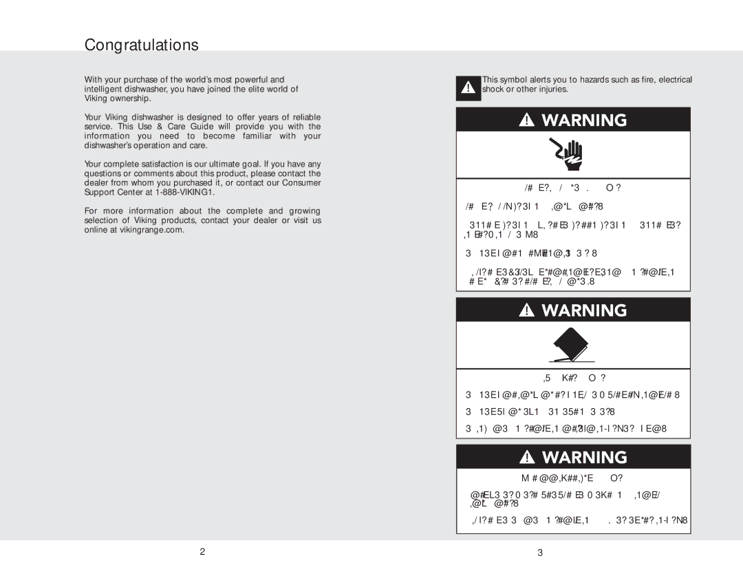 Viking VDB450E, VDB325ESS manual Congratulations 