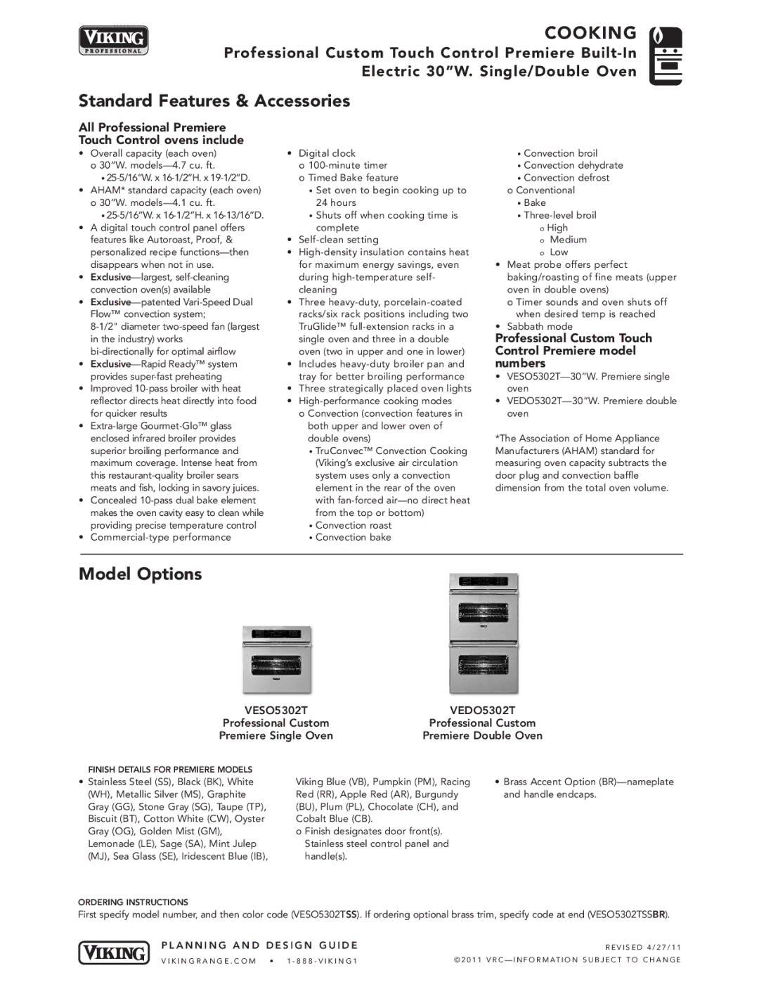 Viking VESO1302T VEDO1302T manual All Professional Premiere Touch Control ovens include, Control Premiere model, Numbers 