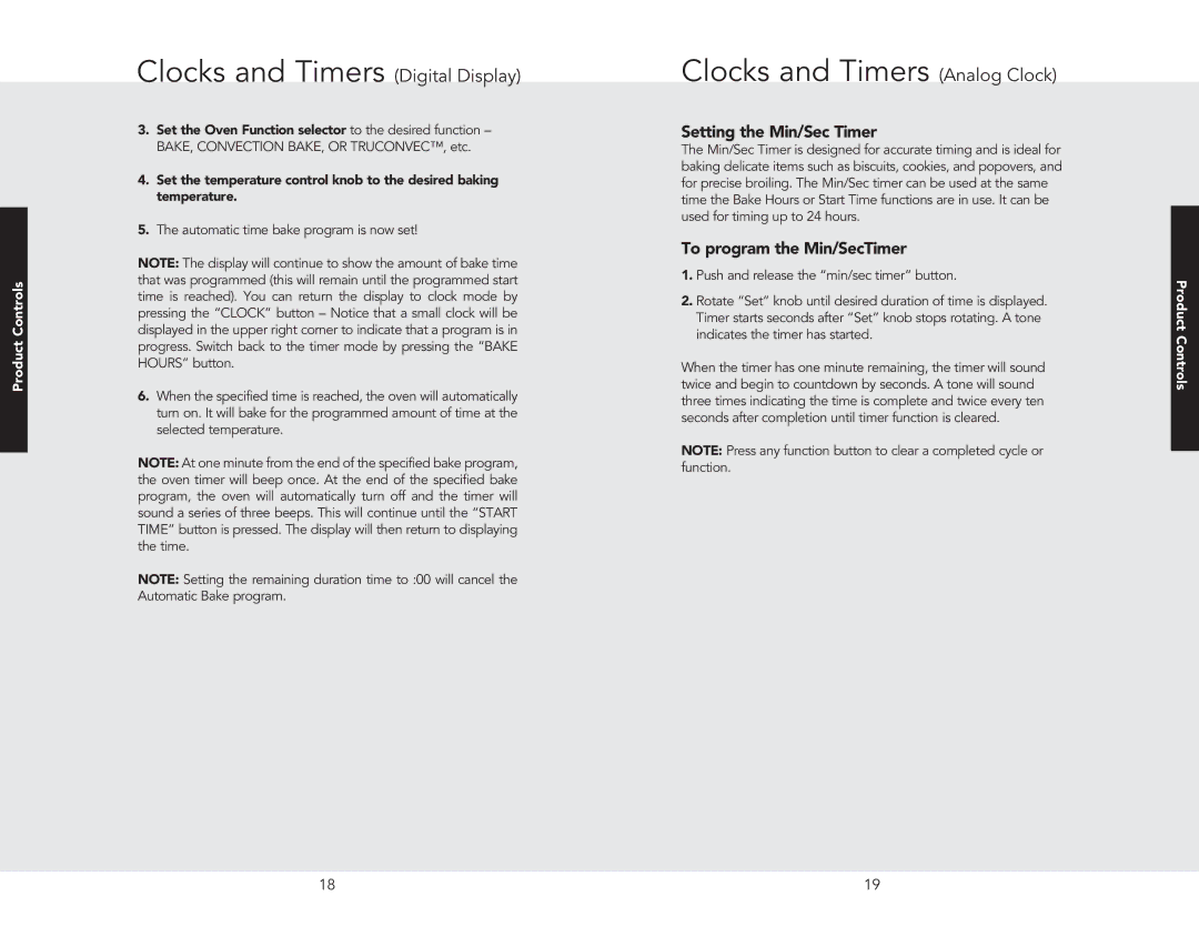 Viking VEDO130BK, VESO5302SS, VESO5302LE, VESO5272SS, VESO5302IB Clocks and Timers Analog Clock, To program the Min/SecTimer 