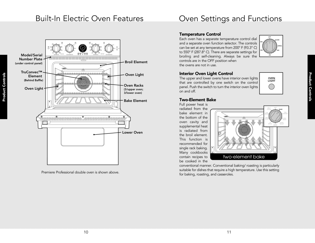 Viking VEDO5302SS, VESO5302SS, VESO5302LE, VESO5272SS, VESO5302IB manual Built-In Electric Oven Features, Temperature Control 