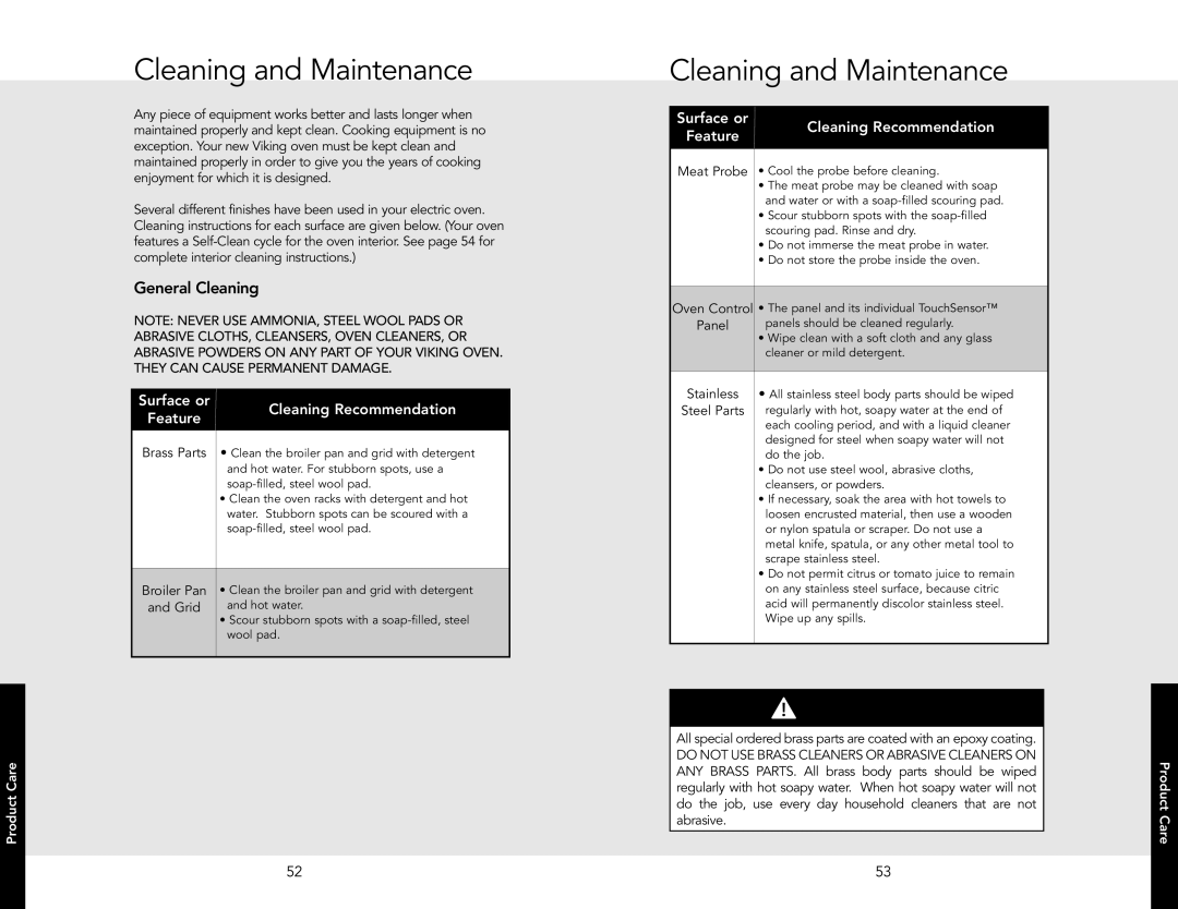 Viking VESO5302TAR, VESO5302TSS, VEDO5302TBU, VEDO5302TSS manual Cleaning and Maintenance, General Cleaning, Grid 