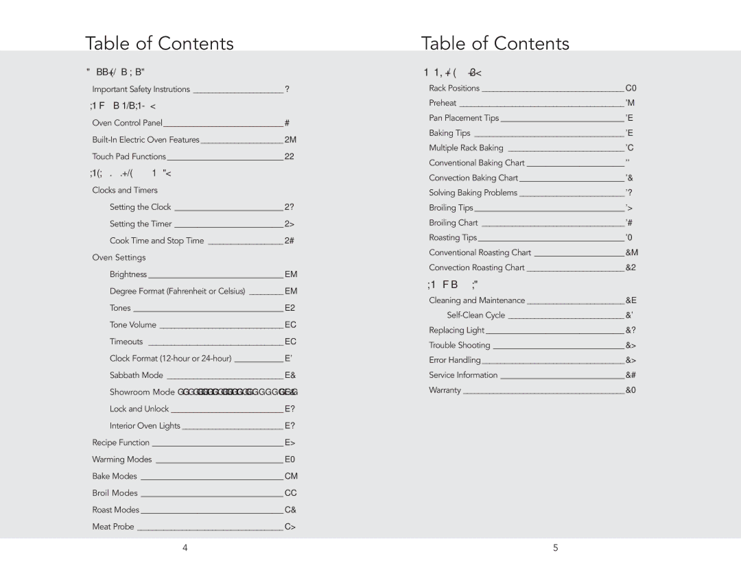 Viking VESO5302TAR, VESO5302TSS, VEDO5302TBU, VEDO5302TSS manual Table of Contents 