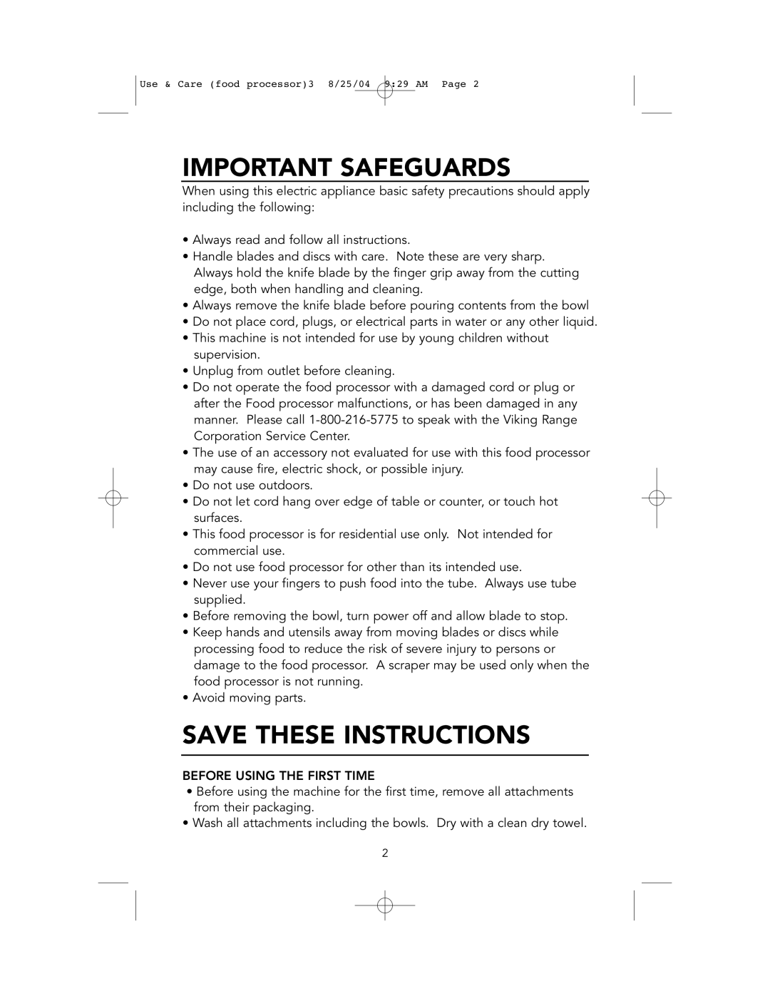 Viking VFP12 manual Important Safeguards 