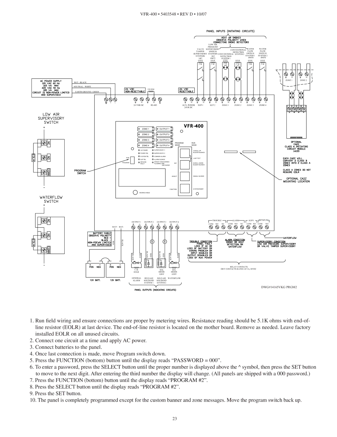 Viking VFR-400 instruction manual DWG#14165VKG PRGM2 