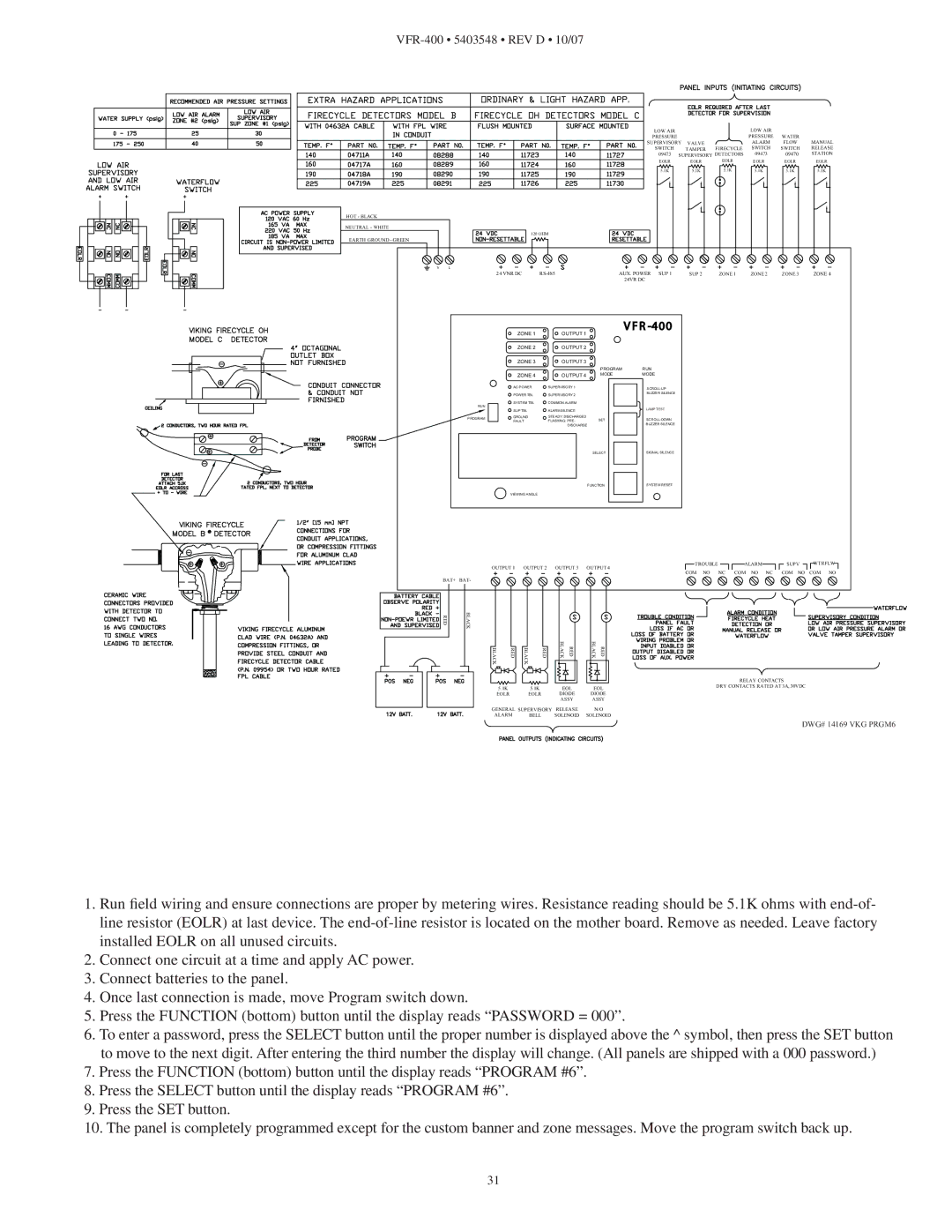 Viking VFR-400 instruction manual DWG# 14169 VKG PRGM6 