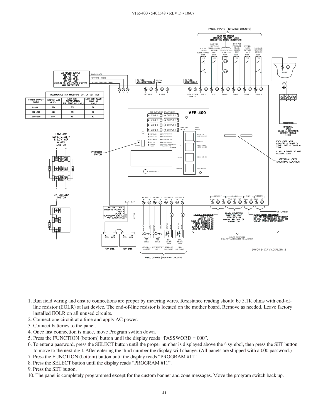 Viking VFR-400 instruction manual DWG# 14175 VKG PRGM11 