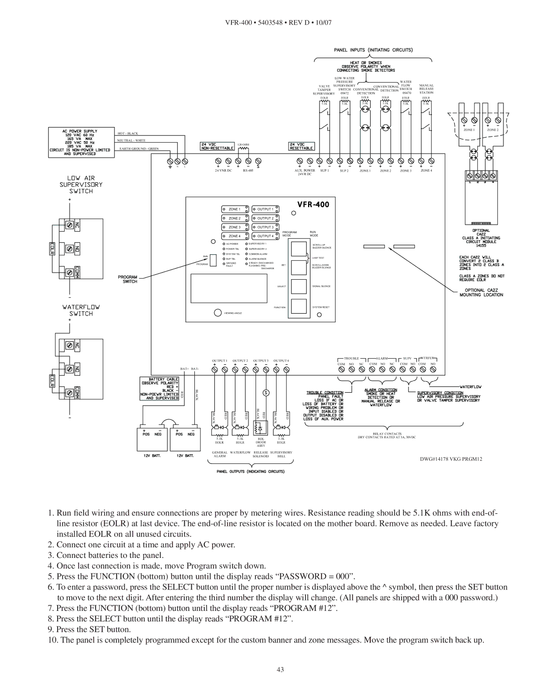 Viking VFR-400 instruction manual DWG#14178 VKG PRGM12 