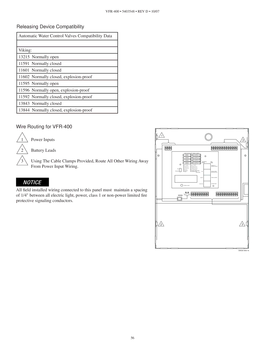 Viking instruction manual Releasing Device Compatibility, Wire Routing for VFR-400 