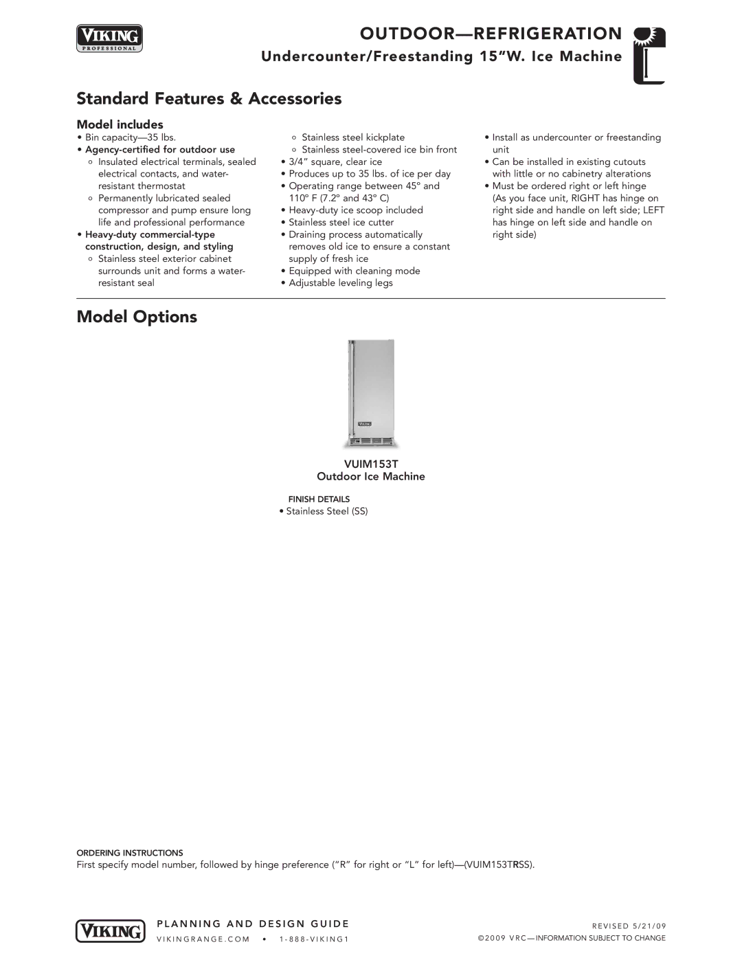 Viking VGBQ3002T1NSS manual Model includes, VUIM153T 